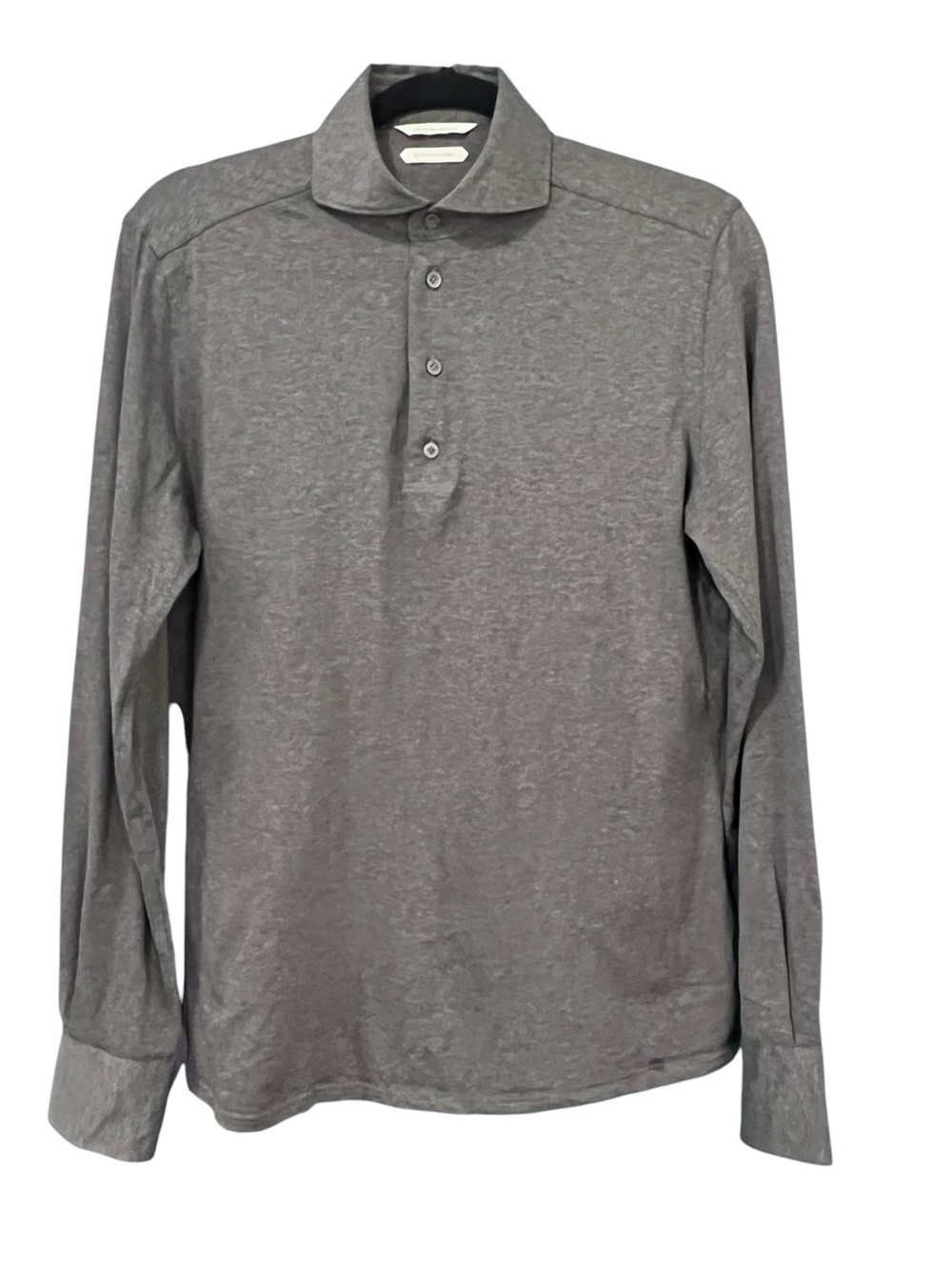 Suitsupply Egyptian Cotton Long Sleeve Polo 37/38 Charcoal Gray Slim Fit S